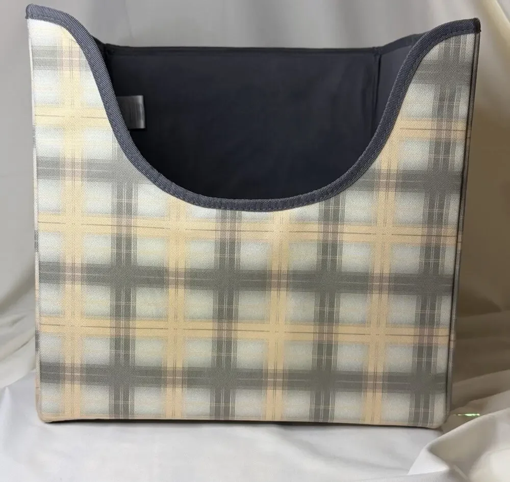 Thirty-One Gifts Your Way Easy Grab Bin Pink Crosshatch Plaid Storage Tote